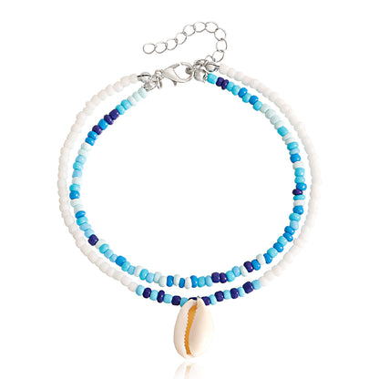 Fashion Shell Alloy Beaded Anklet