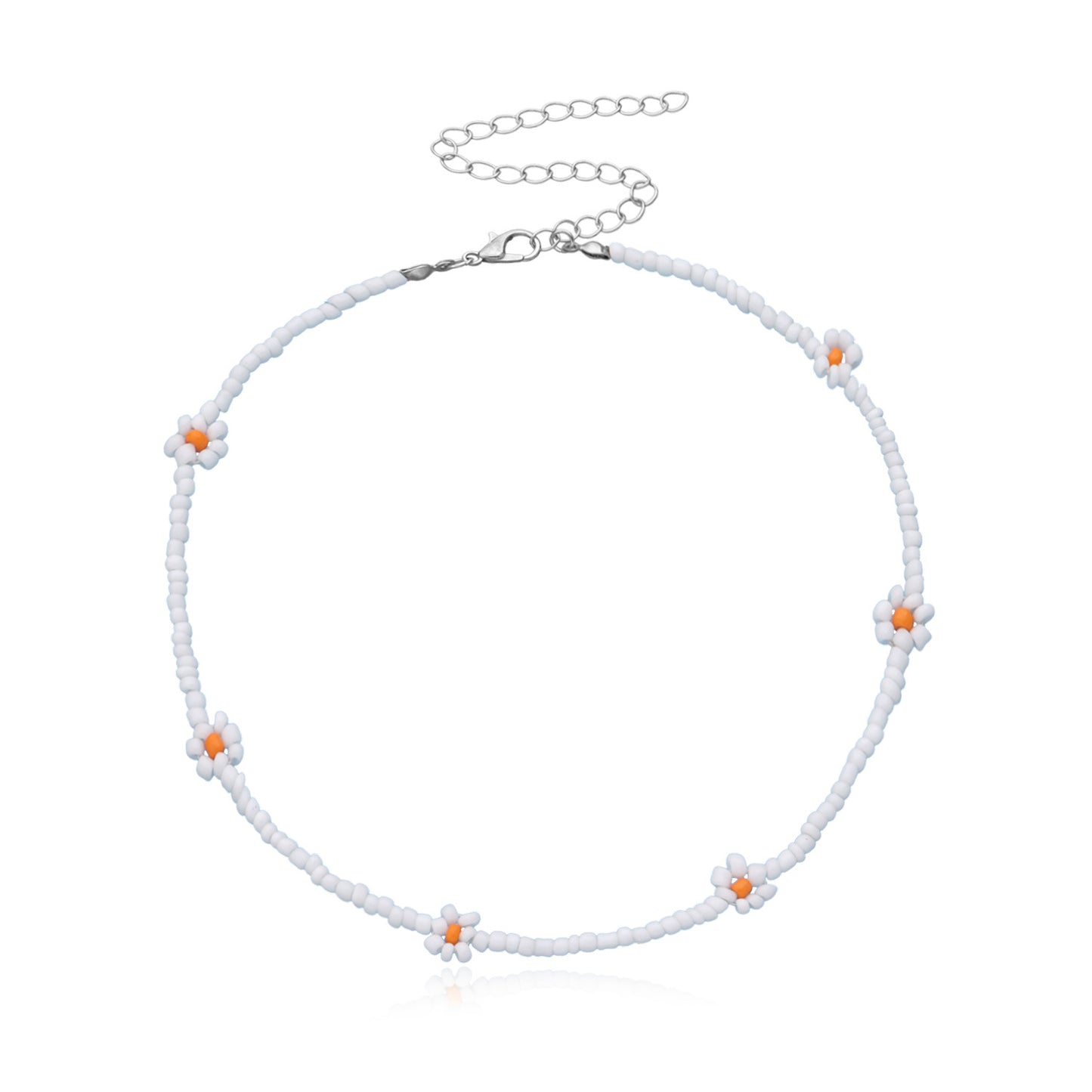 Sweet Flower Alloy Beaded Choker