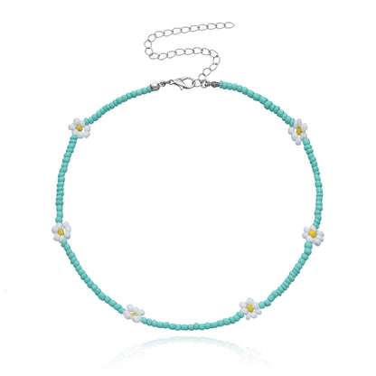 Sweet Flower Alloy Beaded Choker