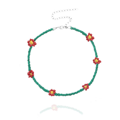 Sweet Flower Alloy Beaded Choker