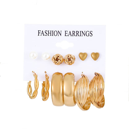 Fashion Geometric Heart Shape Butterfly Imitation Pearl Alloy Plating Rhinestone Earrings