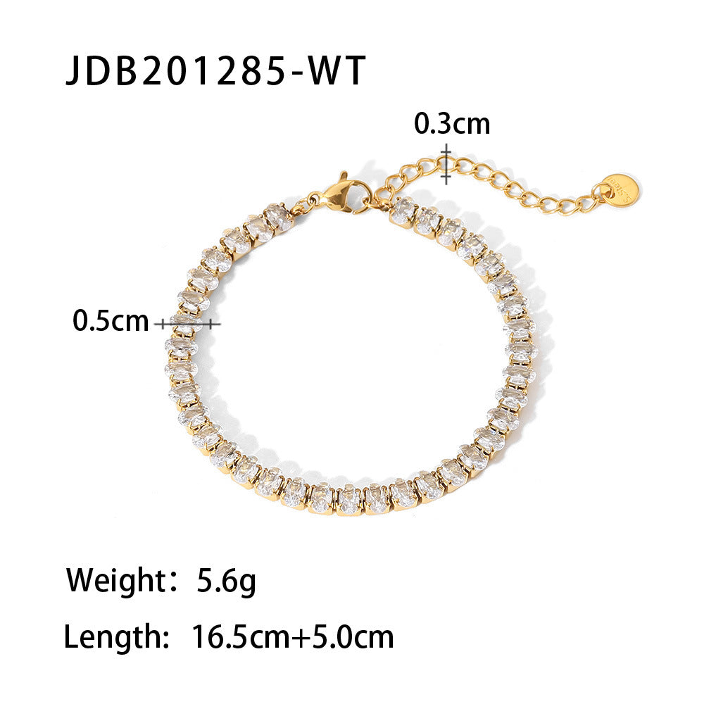 Fashion Oval Stainless Steel Bracelets Plating Zircon Stainless Steel Bracelets