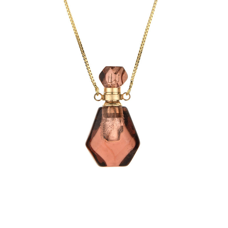 Elegant Sweet Perfume Bottle Stone Copper Pendant Necklace