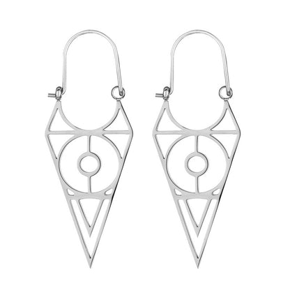 Exaggerated Triangle Plating Hollow Out Titanium Steel Earrings