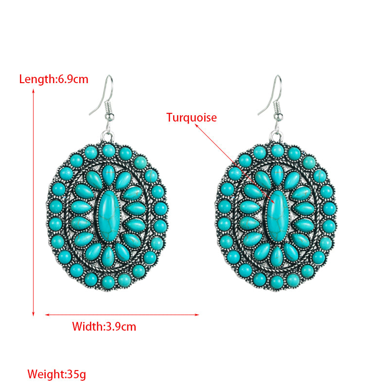 Fashion Geometric Alloy Inlay Turquoise Drop Earrings