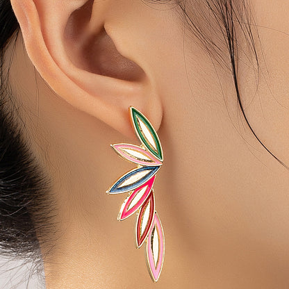 Fashion Leaf Alloy Plating Ear Studs