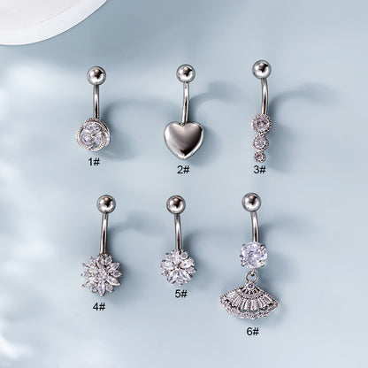 Fashion Geometric Metal Plating Zircon Belly Ring