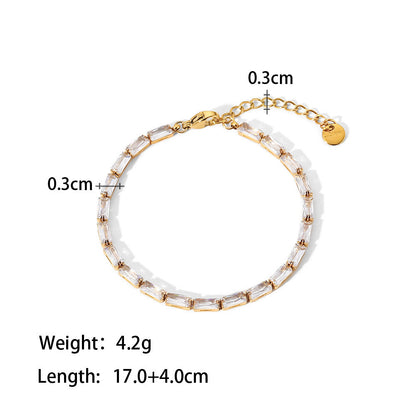 Fashion Square Stainless Steel Bracelets Plating Artificial Gemstones Stainless Steel Bracelets