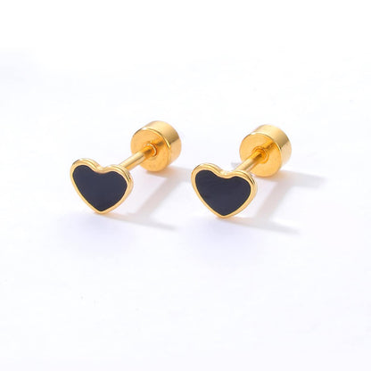 Simple Style Heart Shape Stainless Steel Ear Studs Stainless Steel Earrings