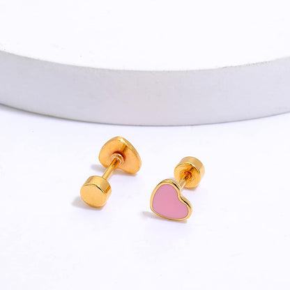 Simple Style Heart Shape Stainless Steel Ear Studs Stainless Steel Earrings