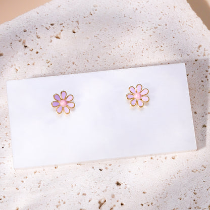 Simple Style Flower Plating Stainless Steel Ear Studs