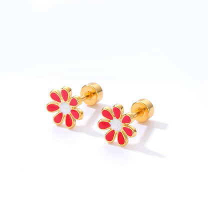 Simple Style Flower Plating Stainless Steel Ear Studs