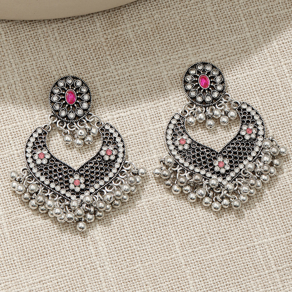 Ethnic Style Water Droplets Alloy Inlay Rhinestone Earrings 1 Pair