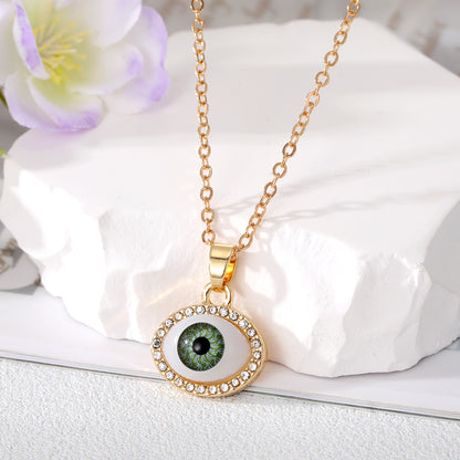 Simple Style Eye Alloy Inlaid Zircon Necklace 1 Piece