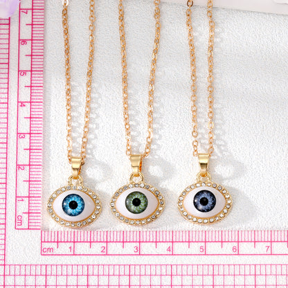 Simple Style Eye Alloy Inlaid Zircon Necklace 1 Piece