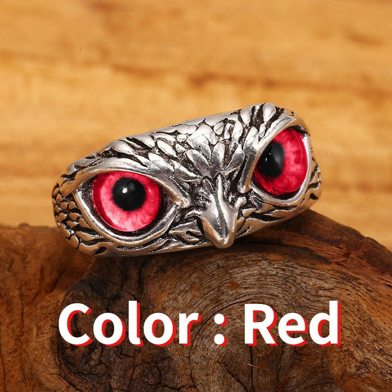 Retro Owl Alloy Plating Artificial Gemstones Open Ring