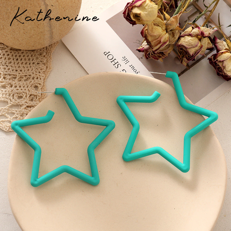 Sweet Star Arylic Alloy Spray Paint Earrings