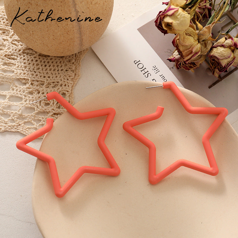 Sweet Star Arylic Alloy Spray Paint Earrings