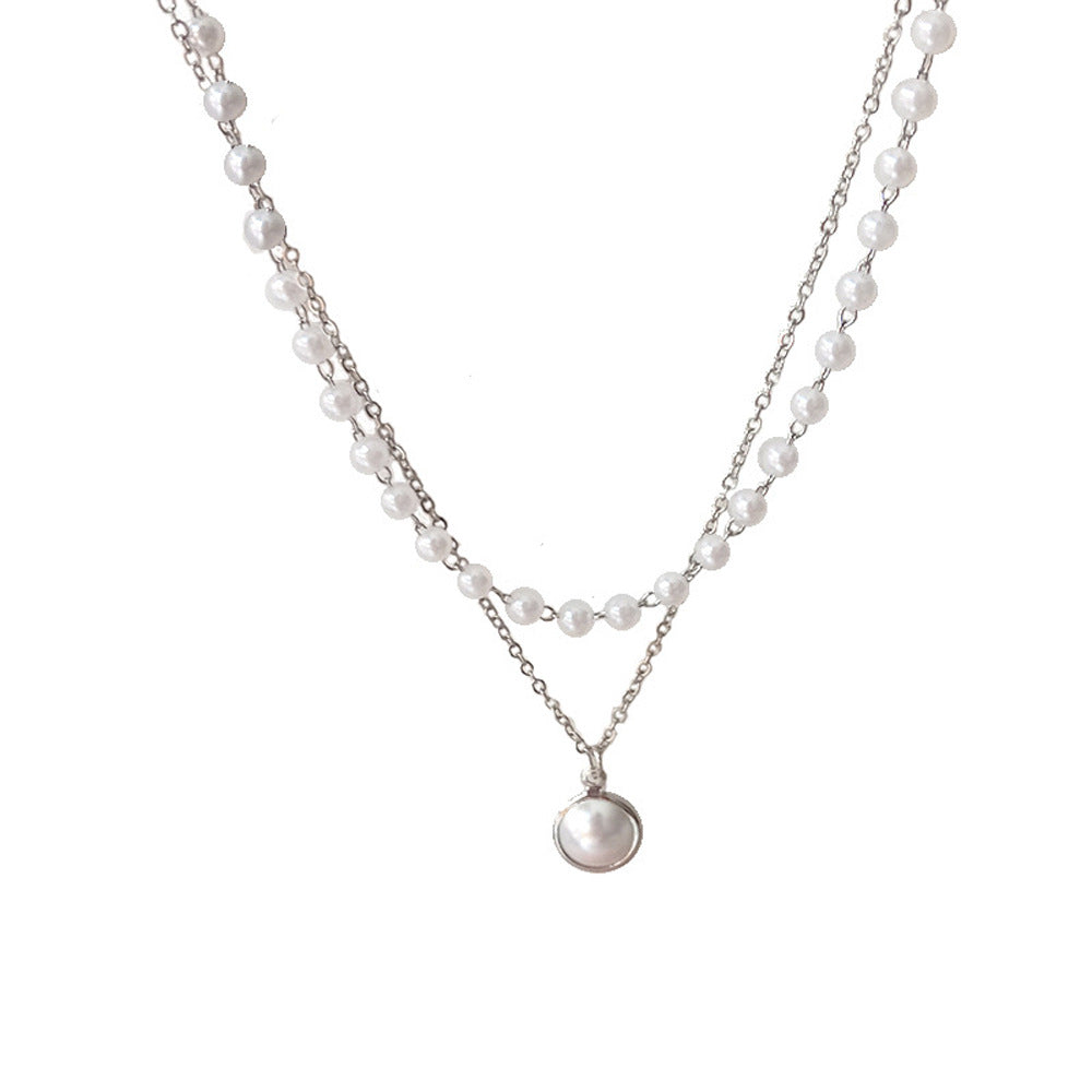 Elegant Geometric Alloy Pearl Plating Bracelets Necklace