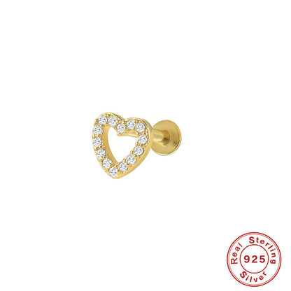 Fashion Heart Shape Crown Flower Sterling Silver Plating Inlay Artificial Pearl Rhinestone Ear Studs 1 Piece