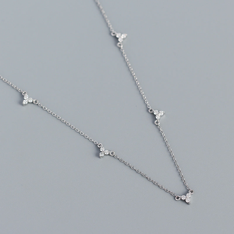 Fashion Geometric Sterling Silver Necklace Plating Metal Zircon 925 Silver Necklaces