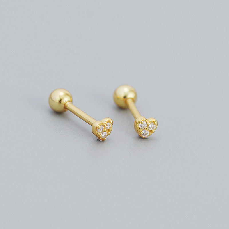 Simple Style Geometric Plating Metal Sterling Silver Rhinestones Ear Studs