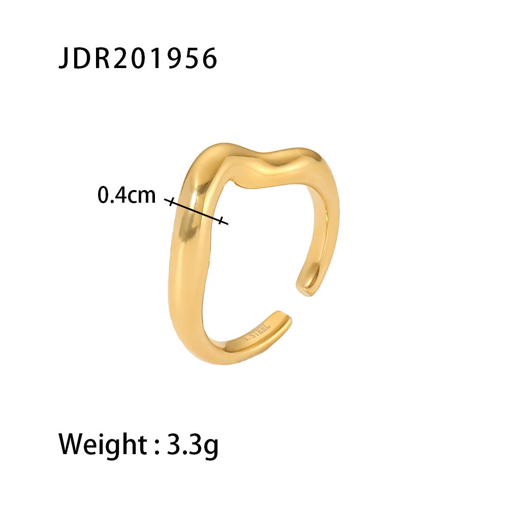 Simple Style Irregular Stainless Steel Gold Plated Gold Plated Open Ring