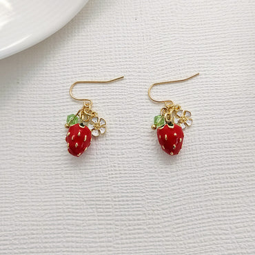 Sweet Fruit Alloy Stoving Varnish Glass Earrings