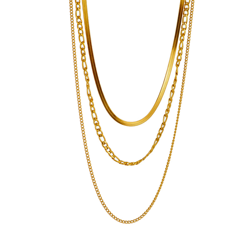 Simple Style Geometric Stainless Steel Layered Necklaces Gold Plated Stainless Steel Necklaces