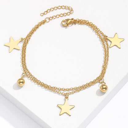Simple Style Star Dragonfly Butterfly Stainless Steel Plating Anklet 1 Piece