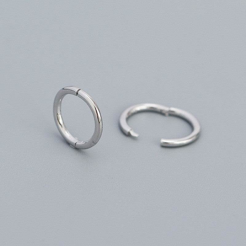 Simple Style Circle Sterling Silver Earrings Plating 925 Silver Earrings