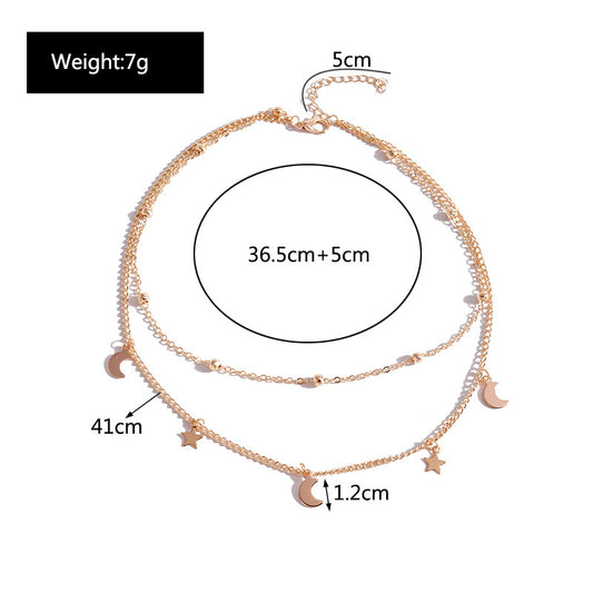 Simple Style Star Moon Alloy Layered Pendant Necklace 1 Piece