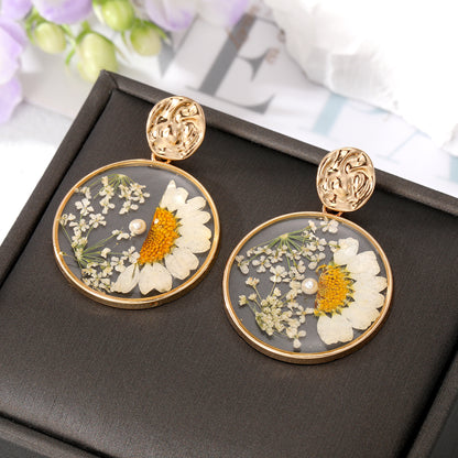 Wholesale Jewelry 1 Pair Fashion Dried Flower Alloy Drop Earrings