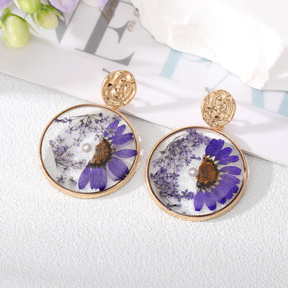 Wholesale Jewelry 1 Pair Fashion Dried Flower Alloy Drop Earrings