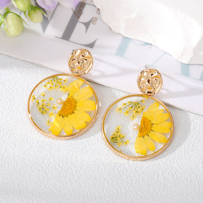 Wholesale Jewelry 1 Pair Fashion Dried Flower Alloy Drop Earrings