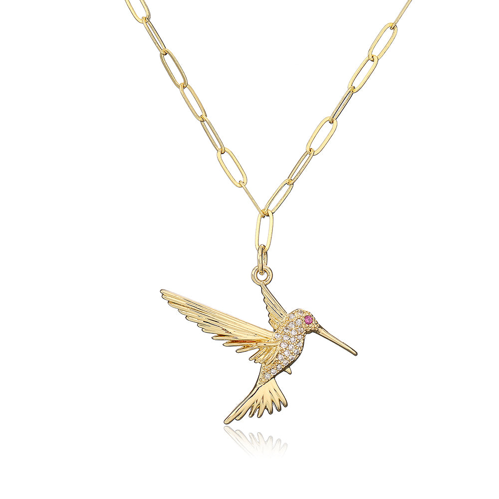 Fashion Bird Copper Zircon Pendant Necklace In Bulk