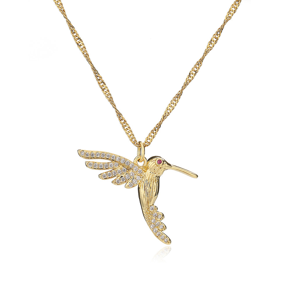 Fashion Bird Copper Zircon Pendant Necklace In Bulk