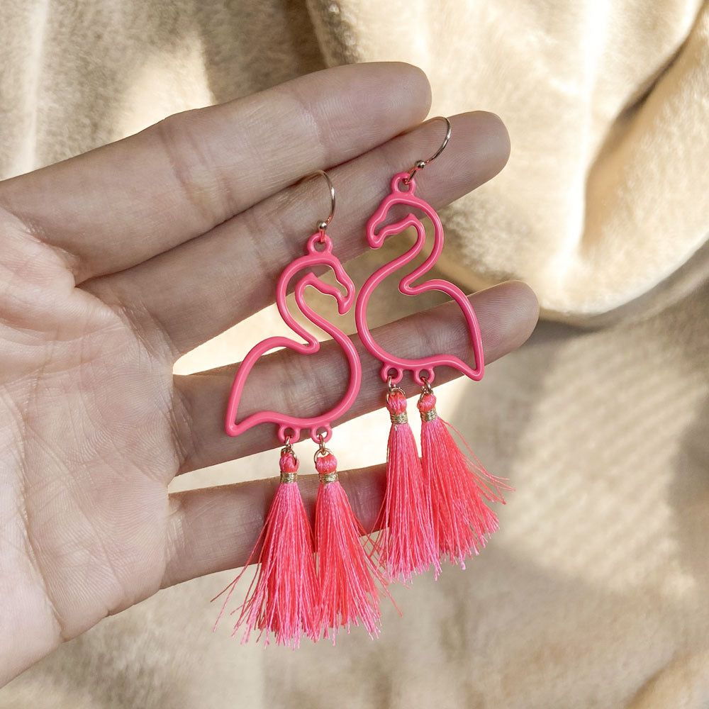 Fashion Flamingo Alloy Drop Earrings 1 Pair