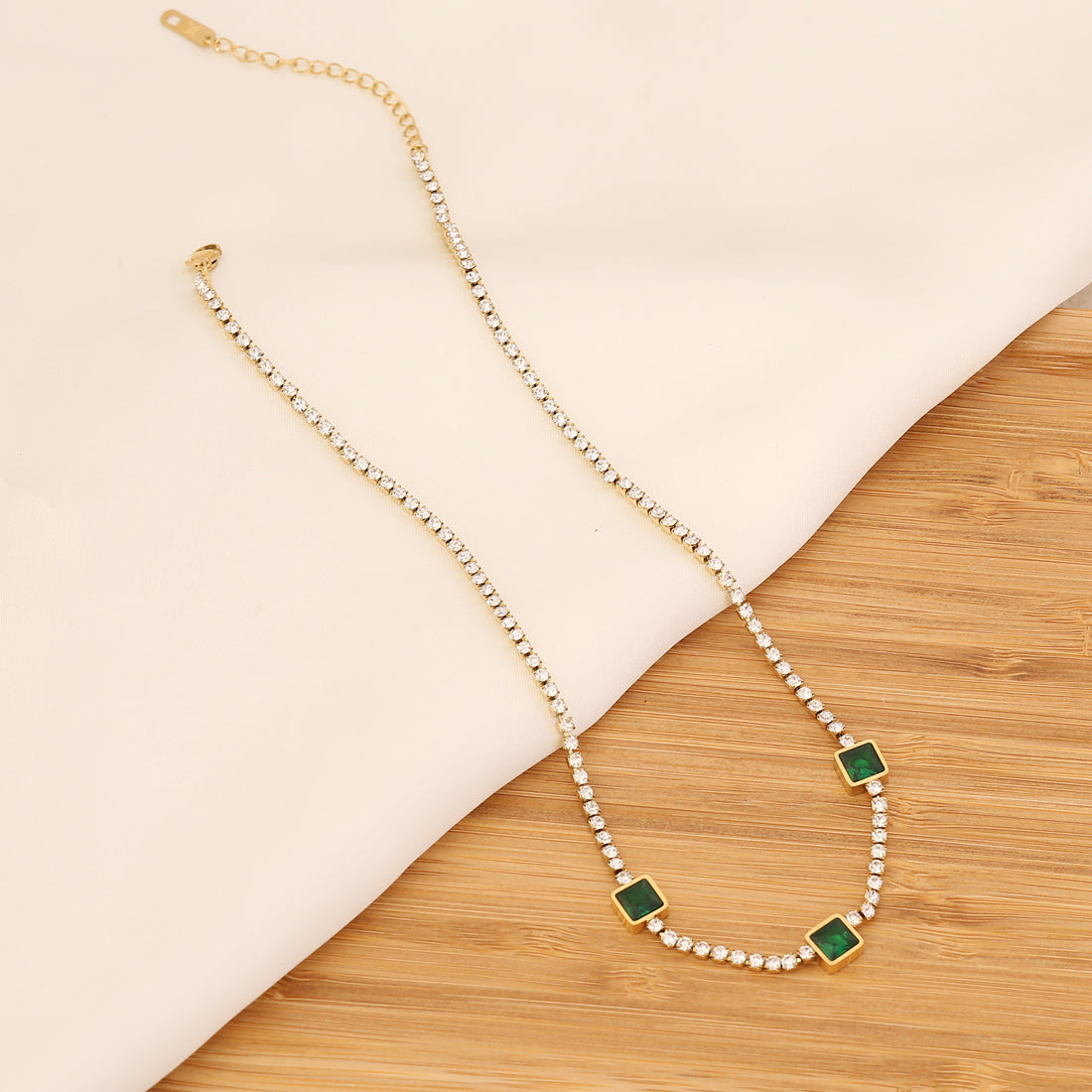 Fashion Square Stainless Steel Layered Necklaces Gold Plated Pearl Stainless Steel Necklaces 1 Piece