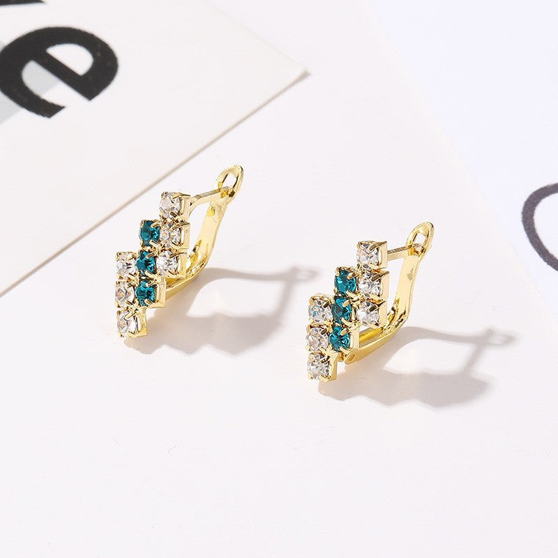 Fashion Lightning Copper Ear Studs Inlay Rhinestones Copper Earrings 1 Pair