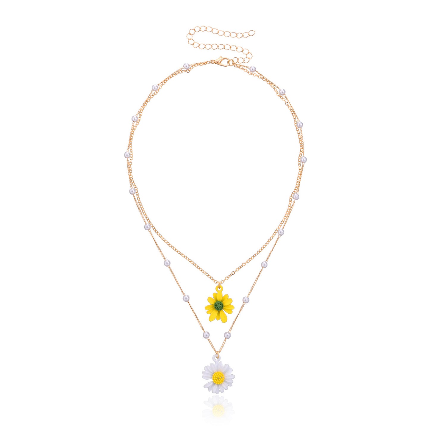 Fashion Flower Daisy Alloy Layered Necklace