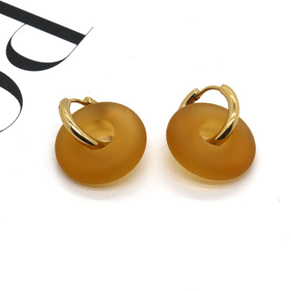 Simple Style Geometric Resin Metal Drop Earrings