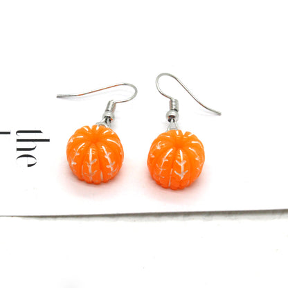 1 Pair Novelty Orange Patchwork Resin Drop Earrings