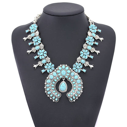 Fashion Flower Artificial Crystal Alloy Plating Artificial Crystal Necklace