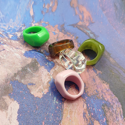 Casual Solid Color Plastic Resin Rings