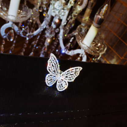 Luxurious Butterfly Alloy Inlay Zircon Open Ring