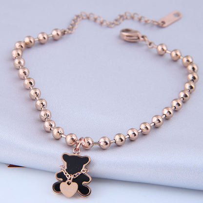 Fashion Bear Heart Shape Titanium Steel Bracelets Plating Stainless Steel Bracelets 1 Piece