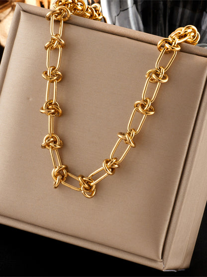 Vintage Style Geometric Stainless Steel Necklace Gold Plated Stainless Steel Necklaces