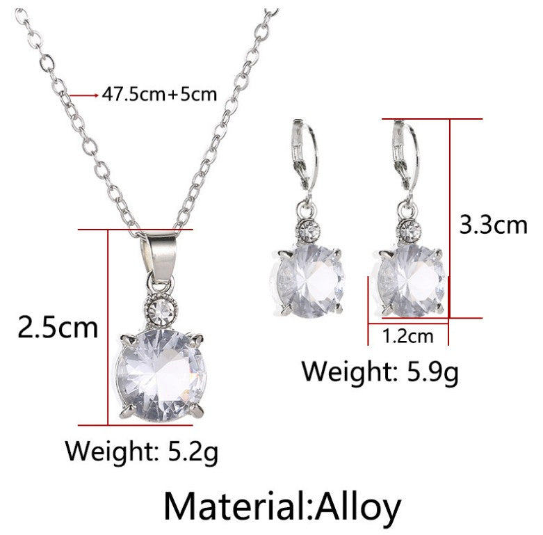 Fashion Solid Color Alloy Inlay Zircon Women's Earrings Necklace