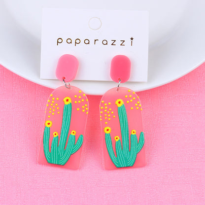 1 Pair Fashion Cactus Stripe Heart Shape Arylic Patchwork Valentine's Day Women's Drop Earrings